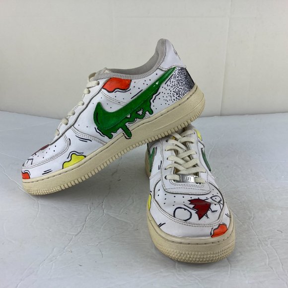 NIKE Air Force 1 AFi Custom Youth Boy Girl Sz 5.5 White Colorful Athletic Shoe - Picture 6 of 11